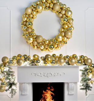 Gold 48" Christmas Bauble Wreath (Single Side) - ironyhome