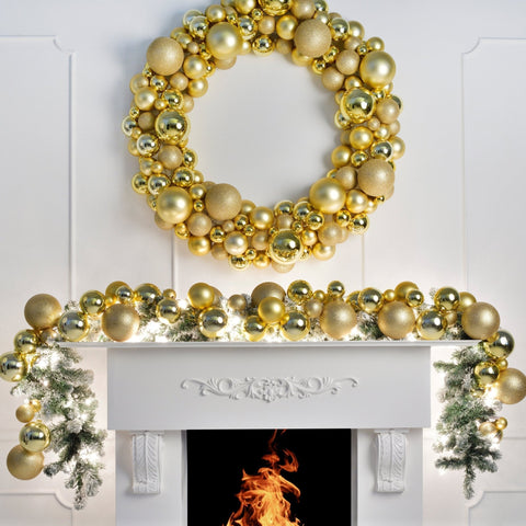 Gold 9 Ft Holiday Bauble Garland - ironyhome