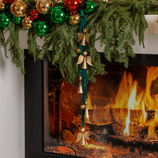 GOLD ANGELS W/ EMERALD RIBBON CLUSTER - Irony Home