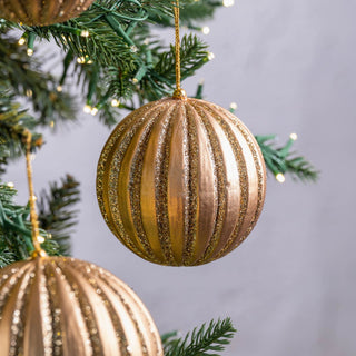 Gold Ball Ornament with Light Gold Glitter - ironyhome