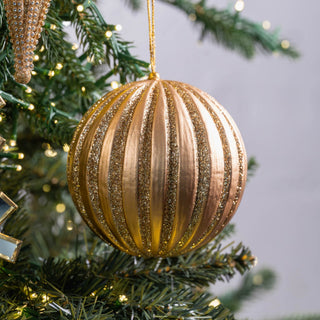 Gold Ball Ornament with Light Gold Glitter - ironyhome
