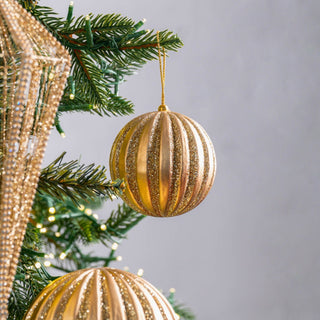 Gold Ball Ornament with Light Gold Glitter - ironyhome