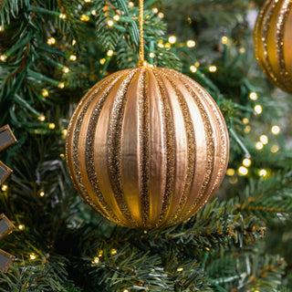 Gold Ball Ornament with Light Gold Glitter - ironyhome