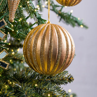 Gold Ball Ornament with Light Gold Glitter - ironyhome
