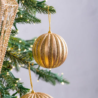 Gold Ball Ornament with Light Gold Glitter - ironyhome
