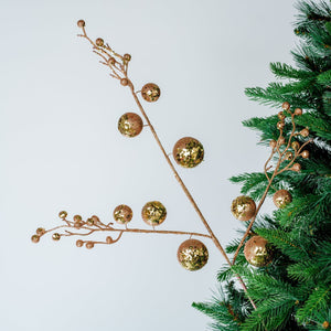 Gold Festive Ball Pick with Glitter - Set of 6