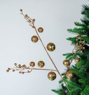 Gold Festive Ball Pick with Glitter - Set of 6 - ironyhome