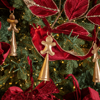 Gold Ginger Breads Garland with Burgundy String - Irony Home