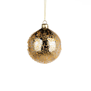 Gold Glass Ball Ornament with Sugar Beads - ironyhome