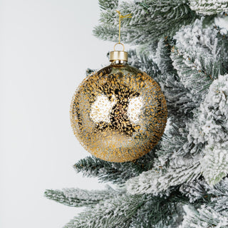 Gold Glass Ball Ornament with Sugar Beads - ironyhome