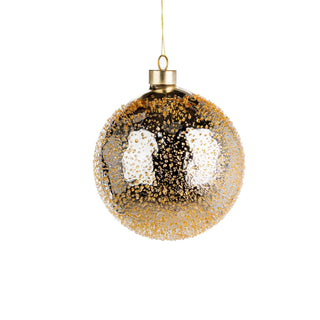 Gold Glass Ball Ornament with Sugar Beads - ironyhome