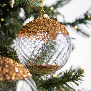 Gold Glass Ornament with Glitter Top - ironyhome