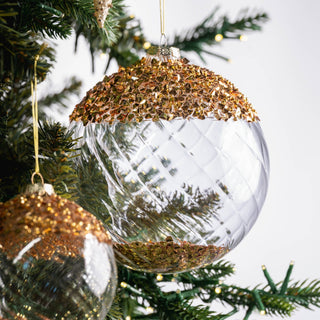 Gold Glass Ornament with Glitter Top - ironyhome