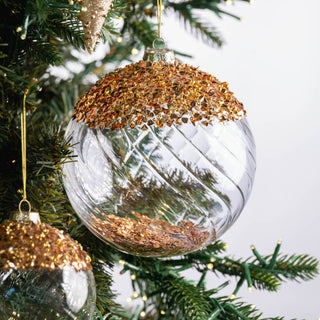 Gold Glass Ornament with Glitter Top - ironyhome