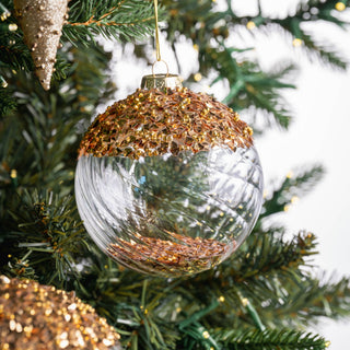 Gold Glass Ornament with Glitter Top - ironyhome