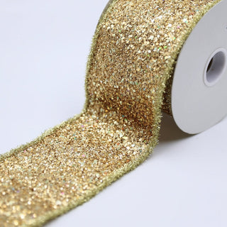 Gold Glitter Ribbon with Gold Dupion Back - ironyhome
