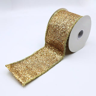 Gold Glitter Ribbon with Gold Dupion Back - ironyhome