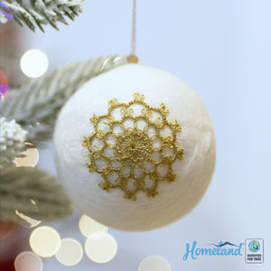 Gold Lace Ball Christmas Ornament - Handcrafted by HDIF