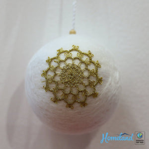 Gold Lace Ball Christmas Ornament - Handcrafted by HDIF