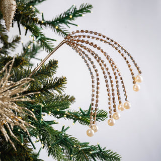 Gold Rhinestone Pick With Pearl Tips - ironyhome