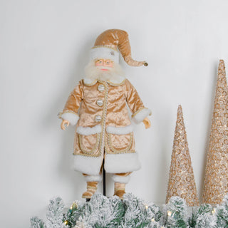Gold Standing Santa With Black Stand - ironyhome