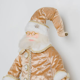 Gold Standing Santa With Black Stand - ironyhome