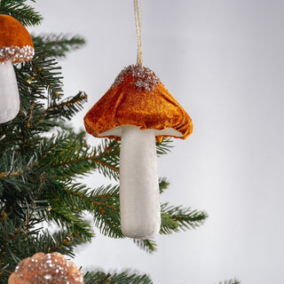 Gold & White Mushroom Ornament With Rhinestones - ironyhome