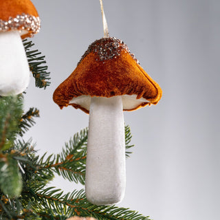 Gold & White Mushroom Ornament With Rhinestones - ironyhome
