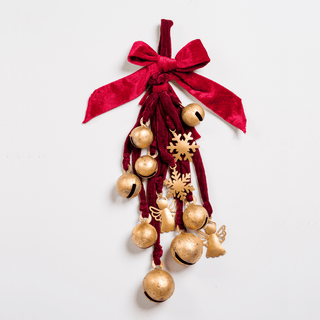 Gold/Burgundy Christmas Ornaments Cluster - Irony Home