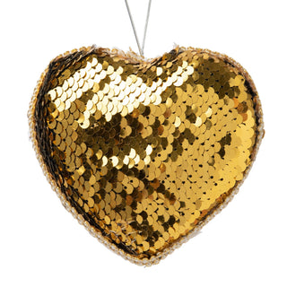 Golden Heart Sequin Ornament - Set of 6 - ironyhome