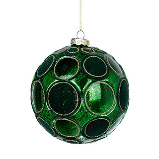Green Glass Ball with Red Velvet Spheres - Irony Home