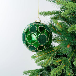 Green Glass Ball with Red Velvet Spheres - Irony Home