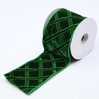 Green Lattice Velvet Ribbon with Gold Back - ironyhome