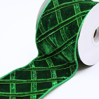 Green Lattice Velvet Ribbon with Gold Back - ironyhome