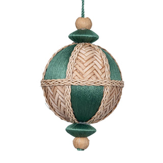 Green Thread & Rafia Ball Ornament - ironyhome