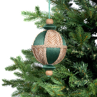 Green Thread & Rafia Ball Ornament - ironyhome
