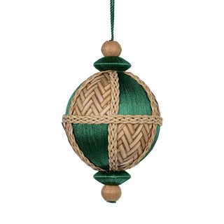 Green Thread & Rafia Ball Ornament - ironyhome