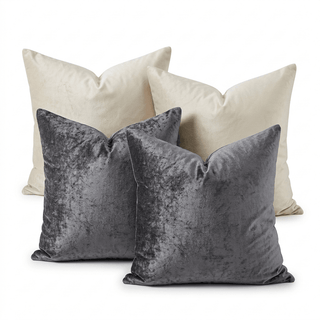 Grey & Ivory Velvet Collection Set — 4 Pieces - ironyhome