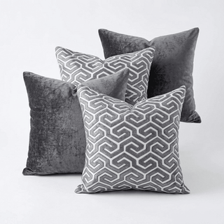 Grey Velvet & Weave Collection Set — 4 Pieces - ironyhome
