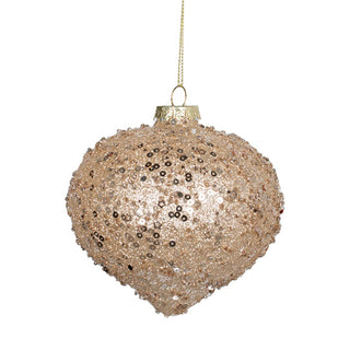 Handcrafted Bright Champagne Onion Ornament with Sequined Finish - ironyhome