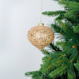 Handcrafted Bright Champagne Onion Ornament with Sequined Finish - ironyhome