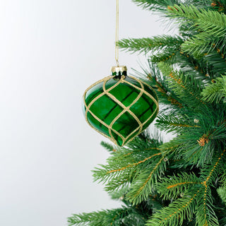 Handcrafted Glass Onion Emerald Swirl Ornament - ironyhome