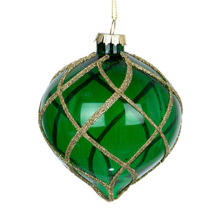 Handcrafted Glass Onion Emerald Swirl Ornament - ironyhome