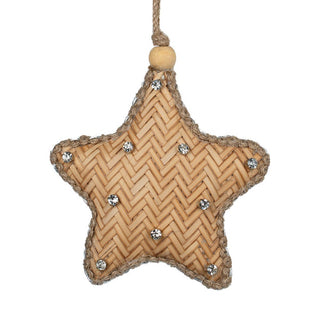 Handcrafted Rafia Star Ornament with Gemstone Detail - ironyhome