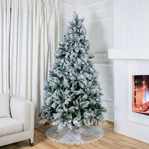 Pre-Lit Hardneedle Flocked Artificial Christmas Tree