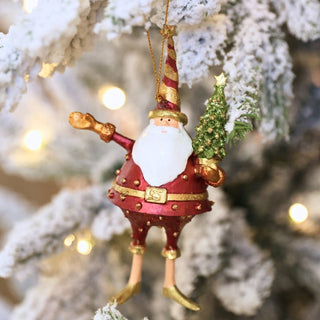 Holiday Pink Santa Ornament with Tree - ironyhome