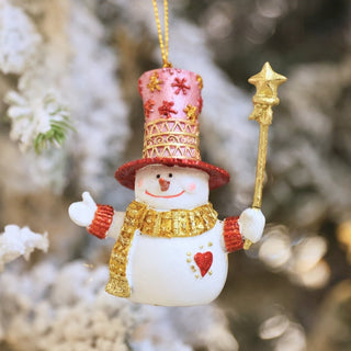 Holiday Snowman Ornament with Hat & Wand - ironyhome