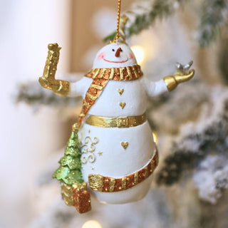Holiday Snowman Ornament with Sack of Gifts - ironyhome