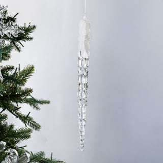 Icicle Ornament with White Snow Flock - ironyhome