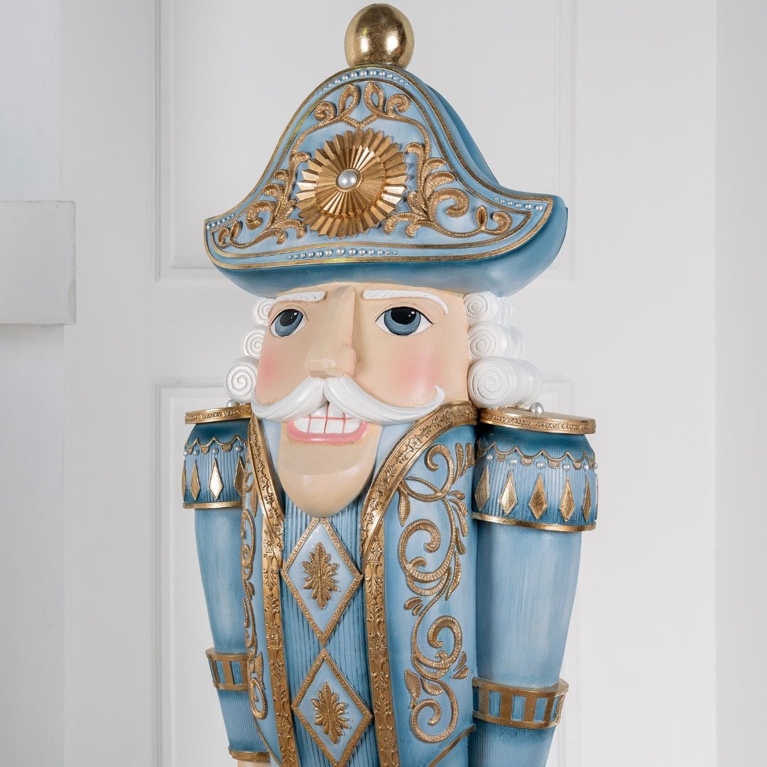 Icy Holiday Blue, White & Gold Life-Size Nutcracker